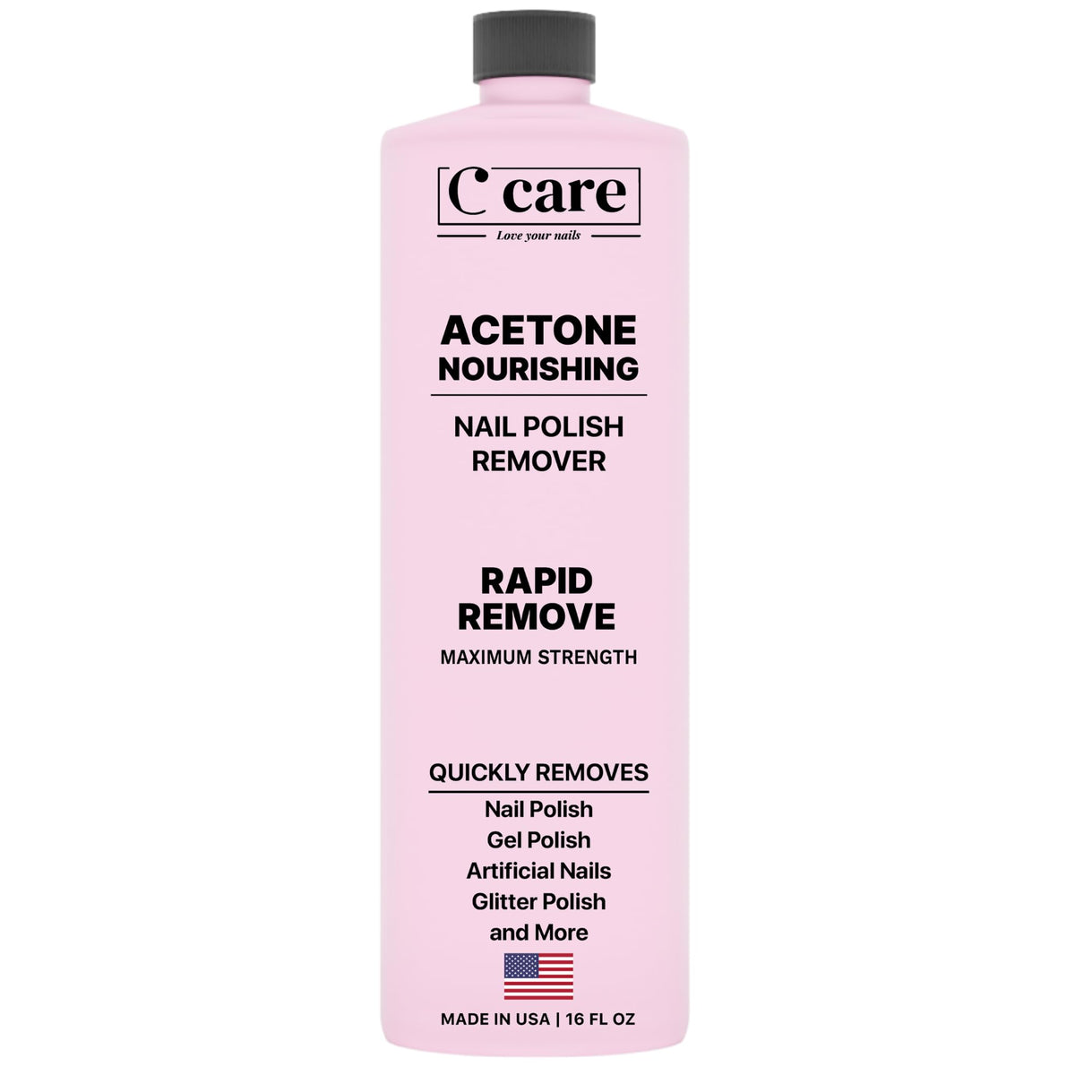 C CARE Nourishing Acetone Nail Polish Remover bottle shown for easy at-home polish removal