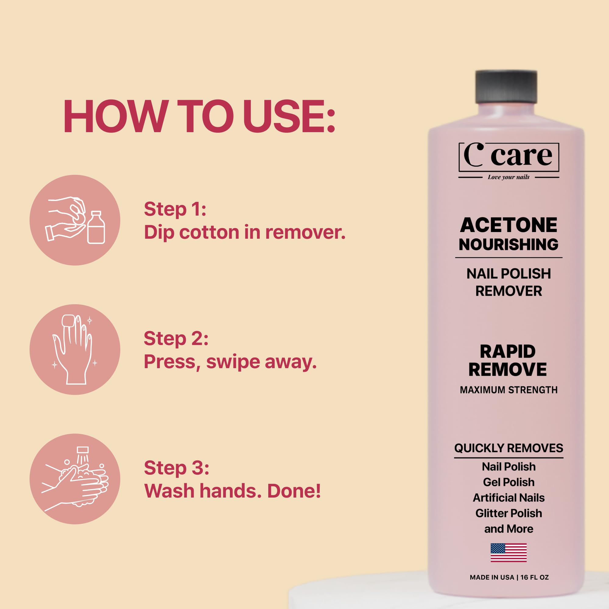 C CARE remover caring for skin around cuticles during polish removal