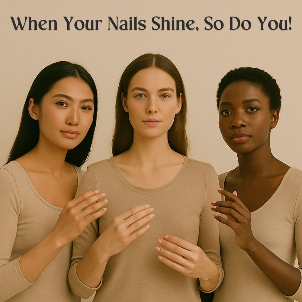 C CARE Sweet Almond Cuticle Oil on nails to boost shine.