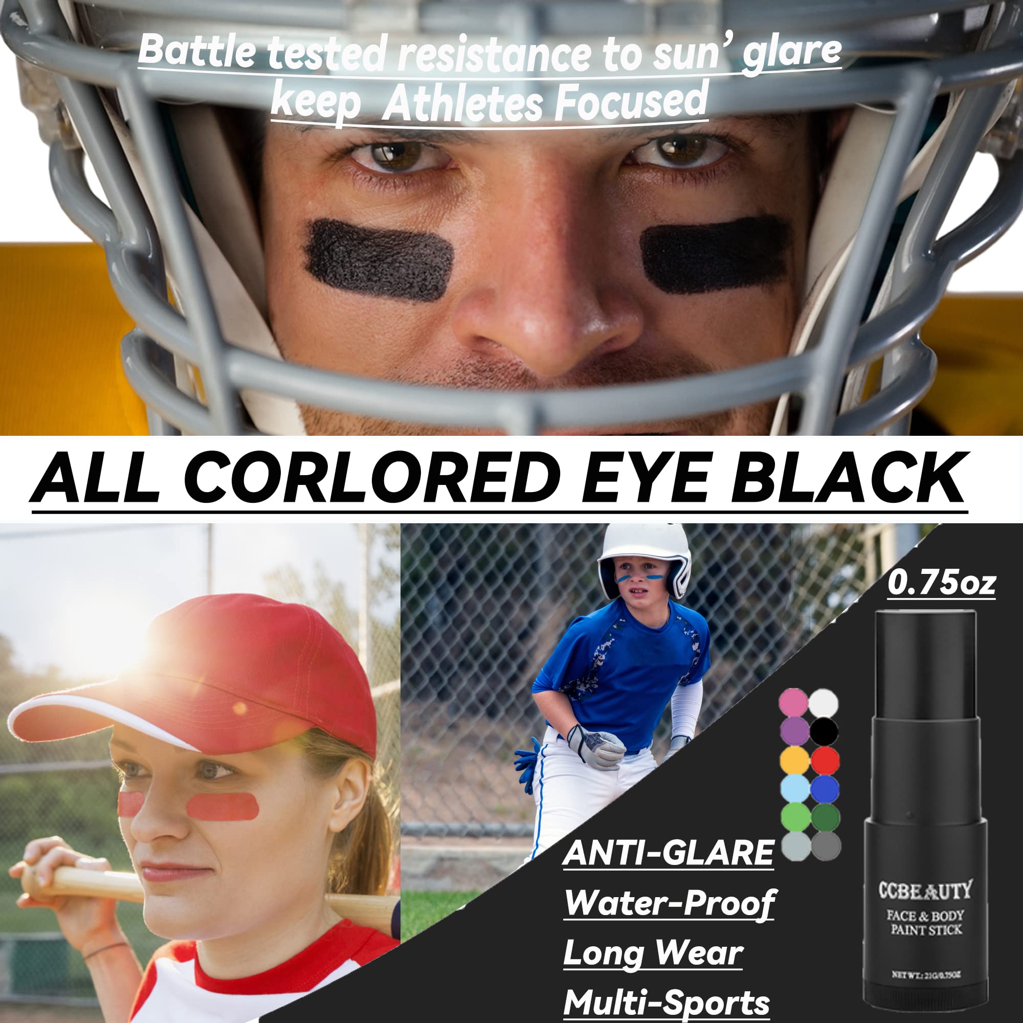 CCbeauty clown white face paint stick full-coverage look suitable for Halloween cosplay