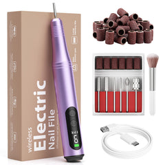 Ccigedy Electric Nail Drill Kit purple body for portable home manicure sessions.