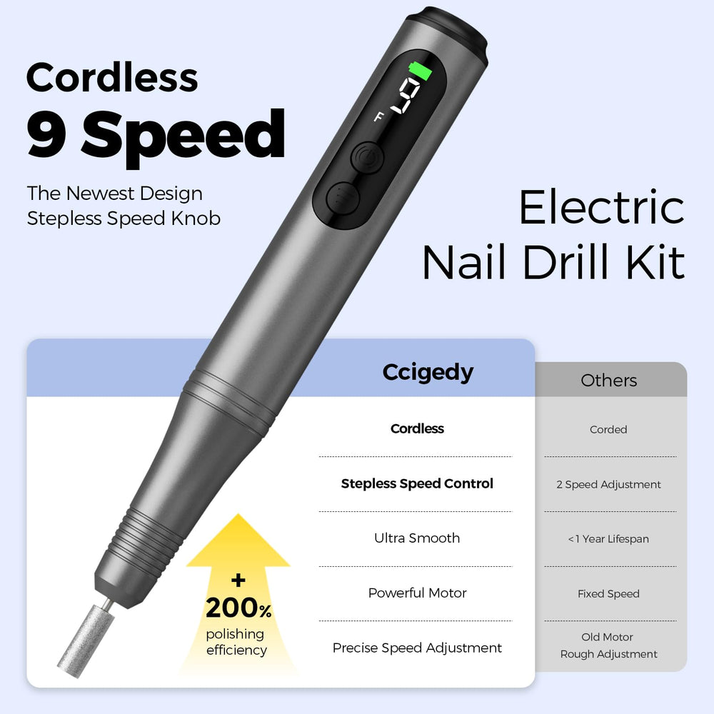 Ccigedy 9-speed LED display for precise speed control during nails