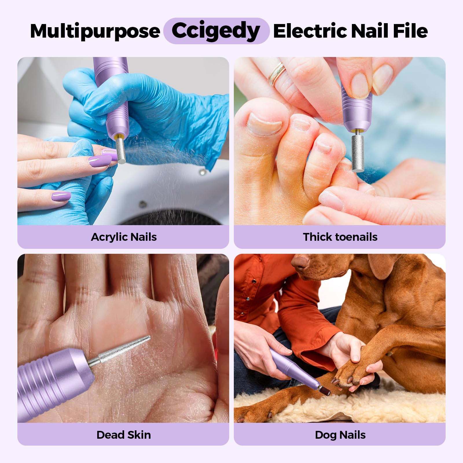 Ccigedy diamond bit for precise cuticle work and detail shaping.