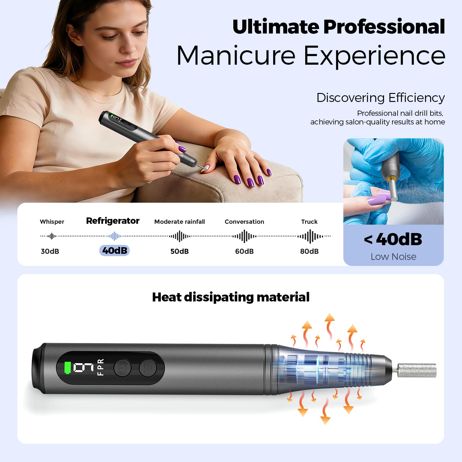 Ccigedy travel-ready nail drill shown in compact form for on-the-go use