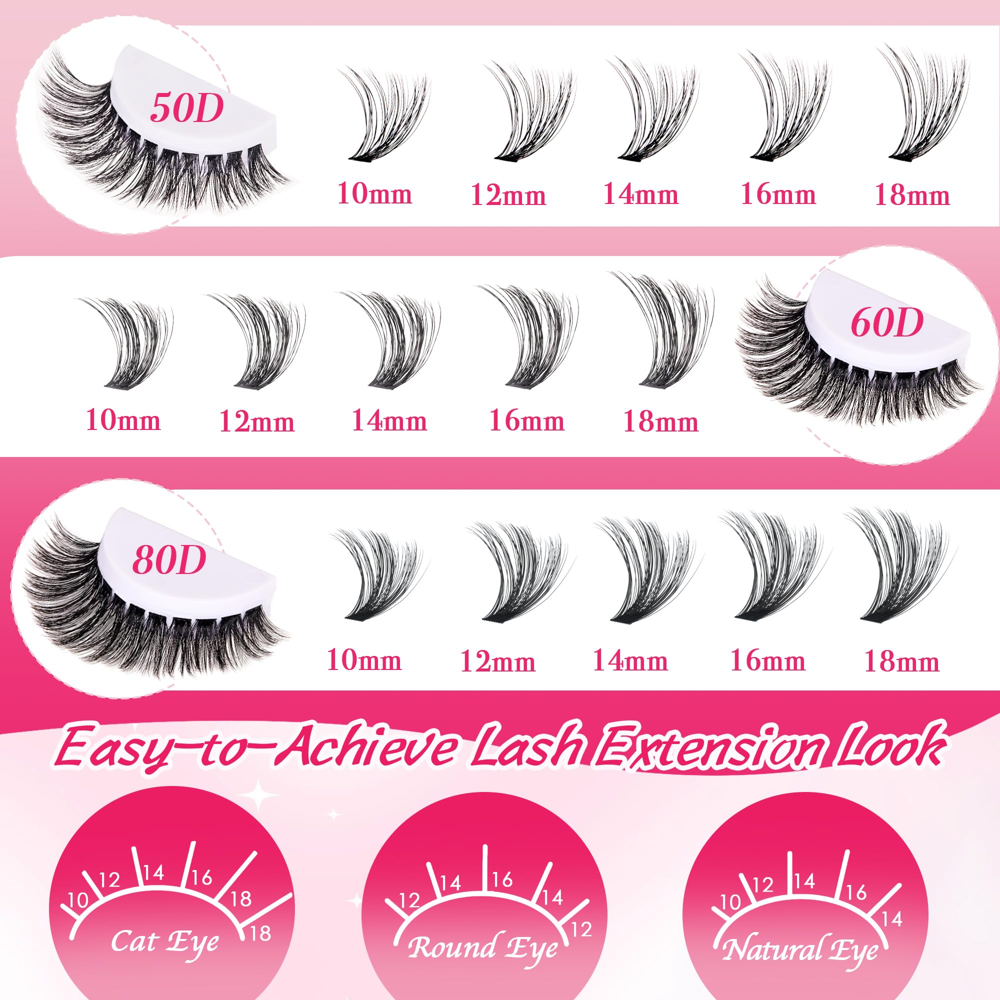 CCODDY lash clusters 50D for dramatic at-home lashes
