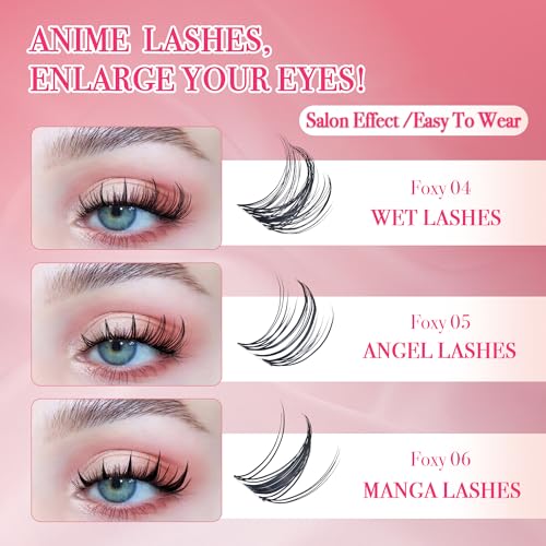 CCODDY lash clusters application book showing six styles.