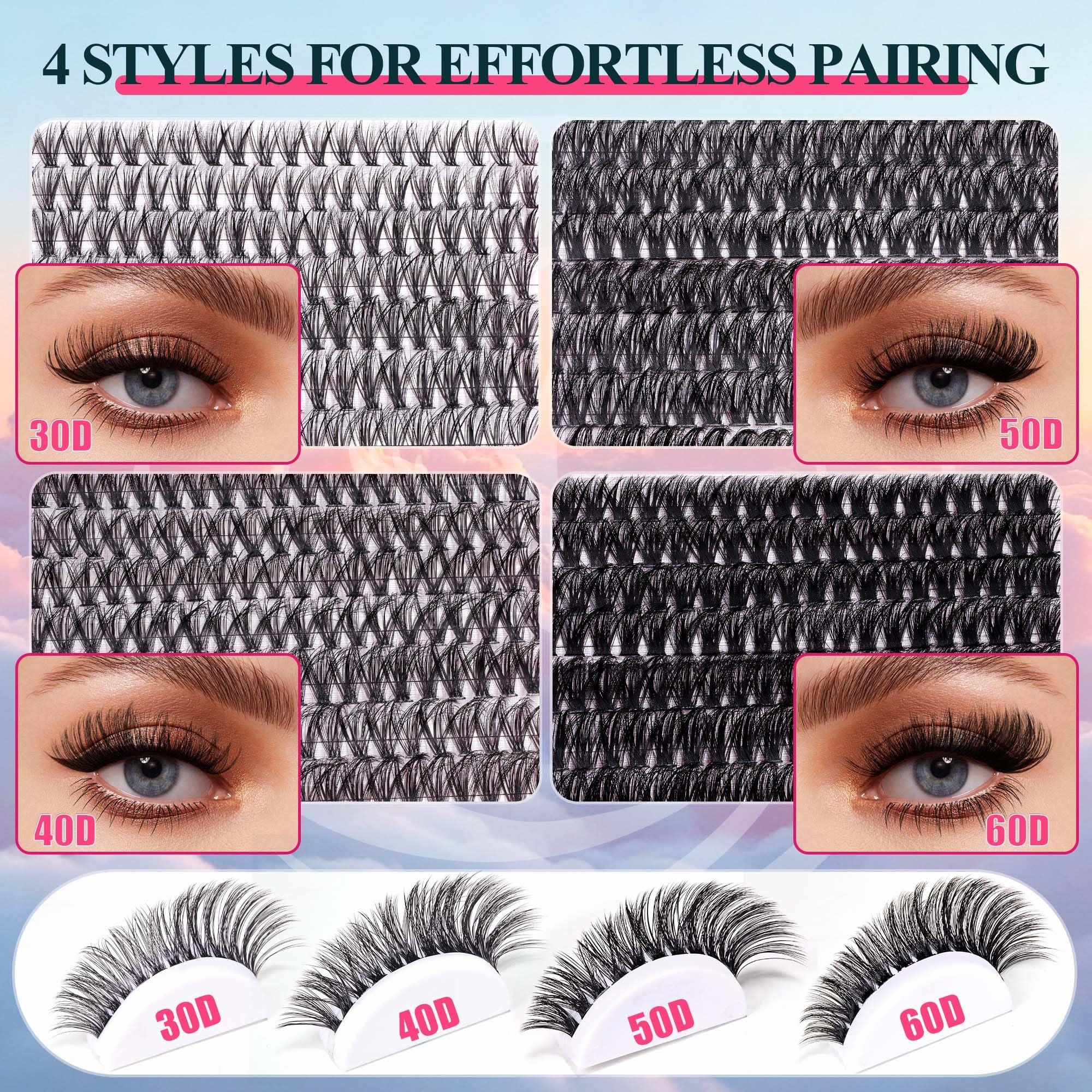 CCODDY two matching down lashes create cohesive down-lash accents