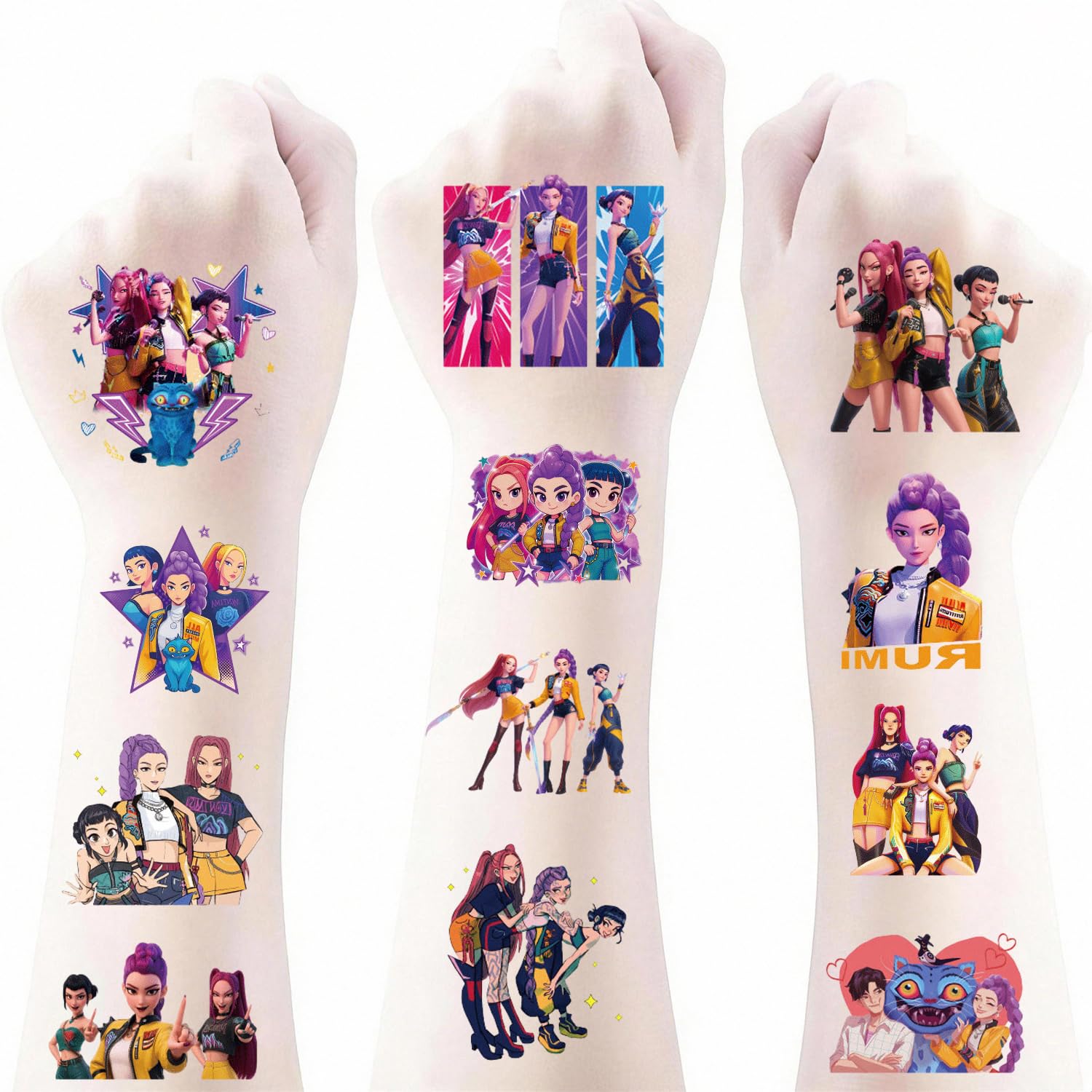 Cefoust demon-hunters-tattoo-set for kids offers quick party decoration and safe, playful art