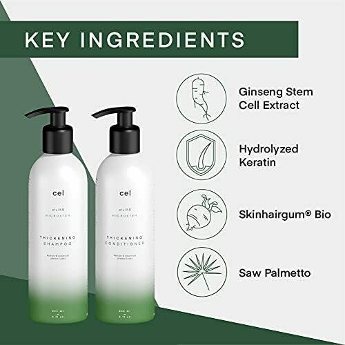 Cel Microstem conditioner bottle for nourishing hair and a fuller feel.