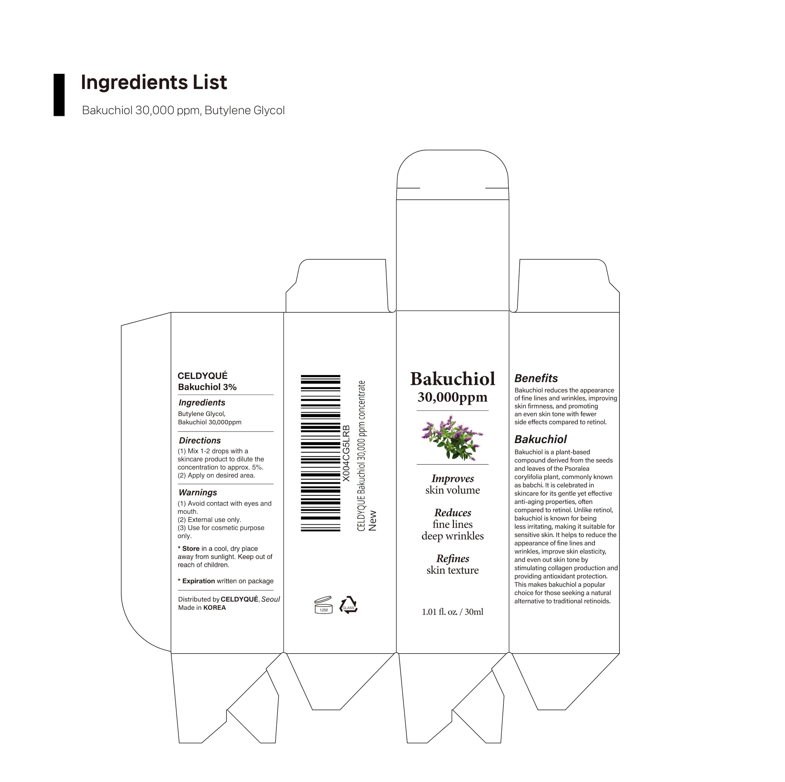 Vegan and cruelty-free CELDYQUE Bakuchiol concentrate for ethical skincare