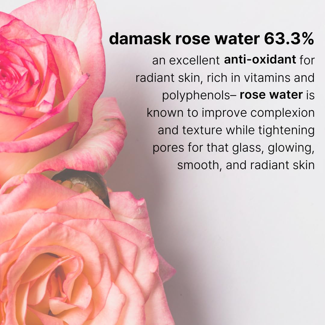 CELDYQUE Niacinamide 20% serum ingredient panel highlights Damask Rose Water and Green Tea.