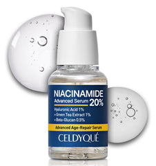 CELDYQUE Niacinamide Serum bottle with clean packaging emphasizing pore-minimizing potential.
