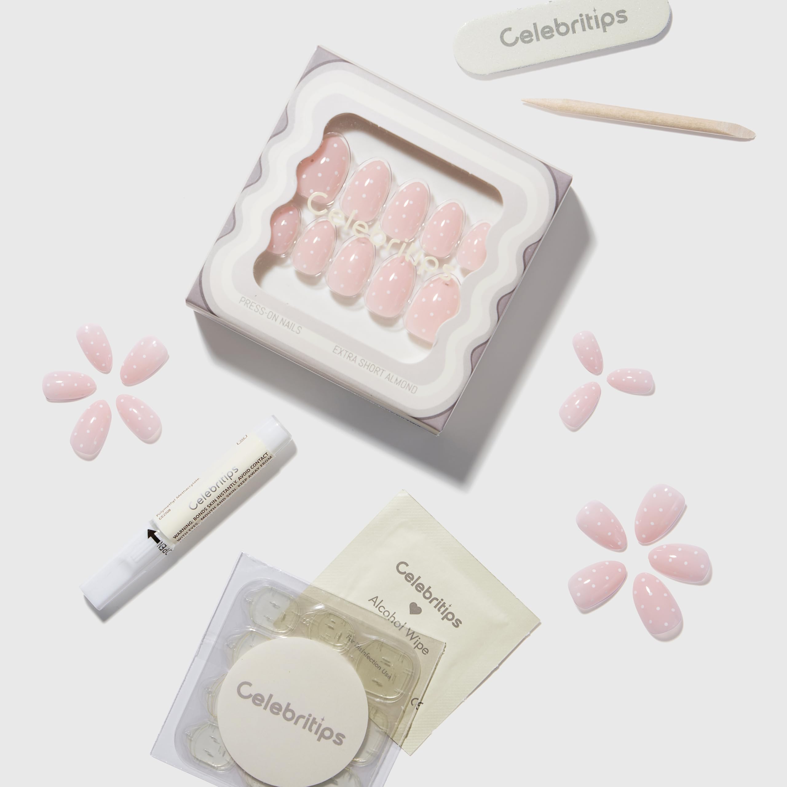 Celebritips Extra Short Almond Nails provide comfortable wear and fast styling.