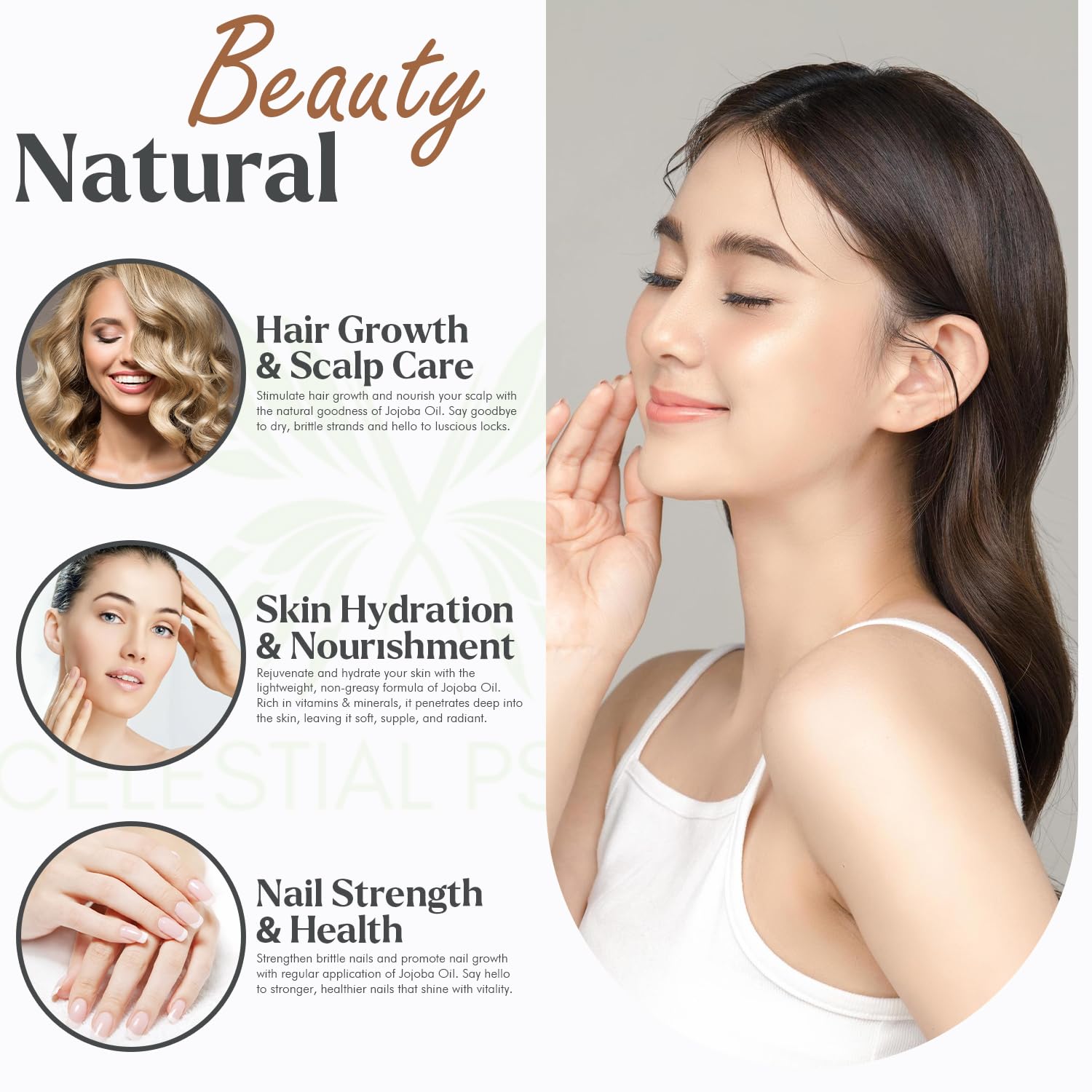 Celestial Psyché Jojoba Oil used in nail care for stronger nails