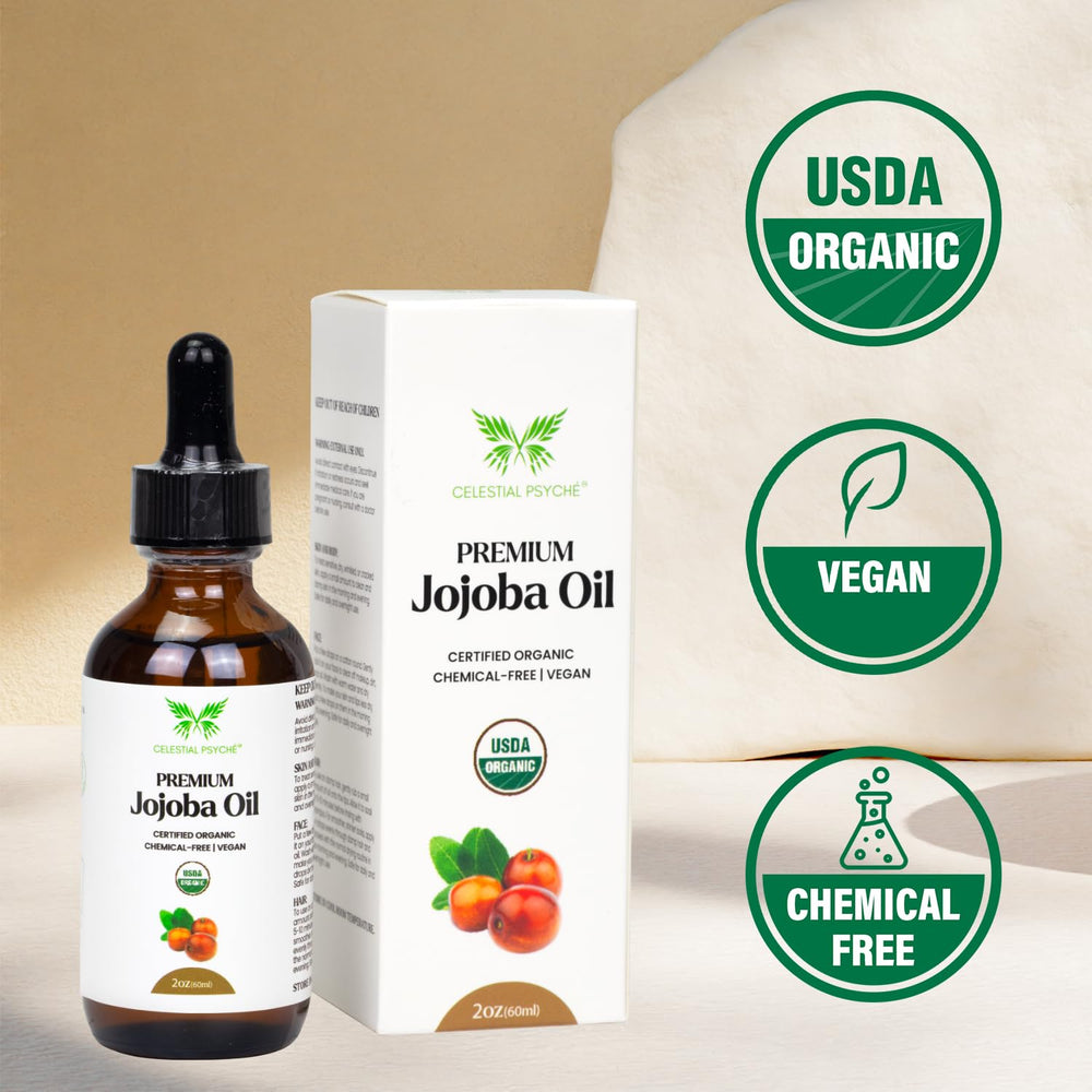 Celestial Psyché Jojoba Oil applied to skin for quick absorption, non-greasy feel