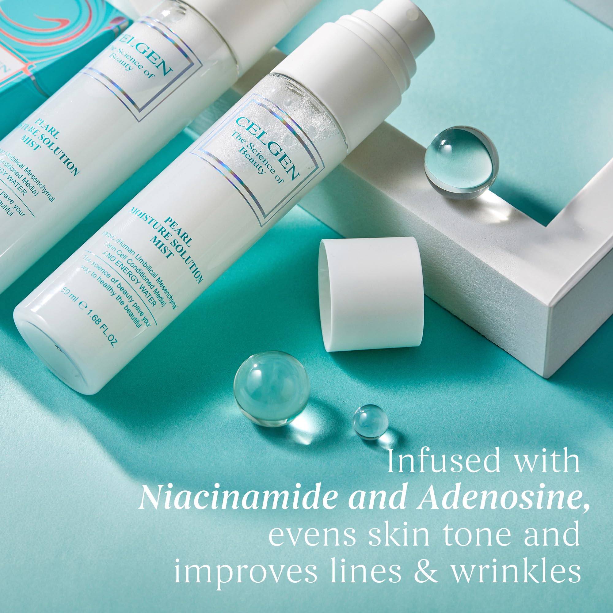 User applying Celgen mist for a breathable dewy glow