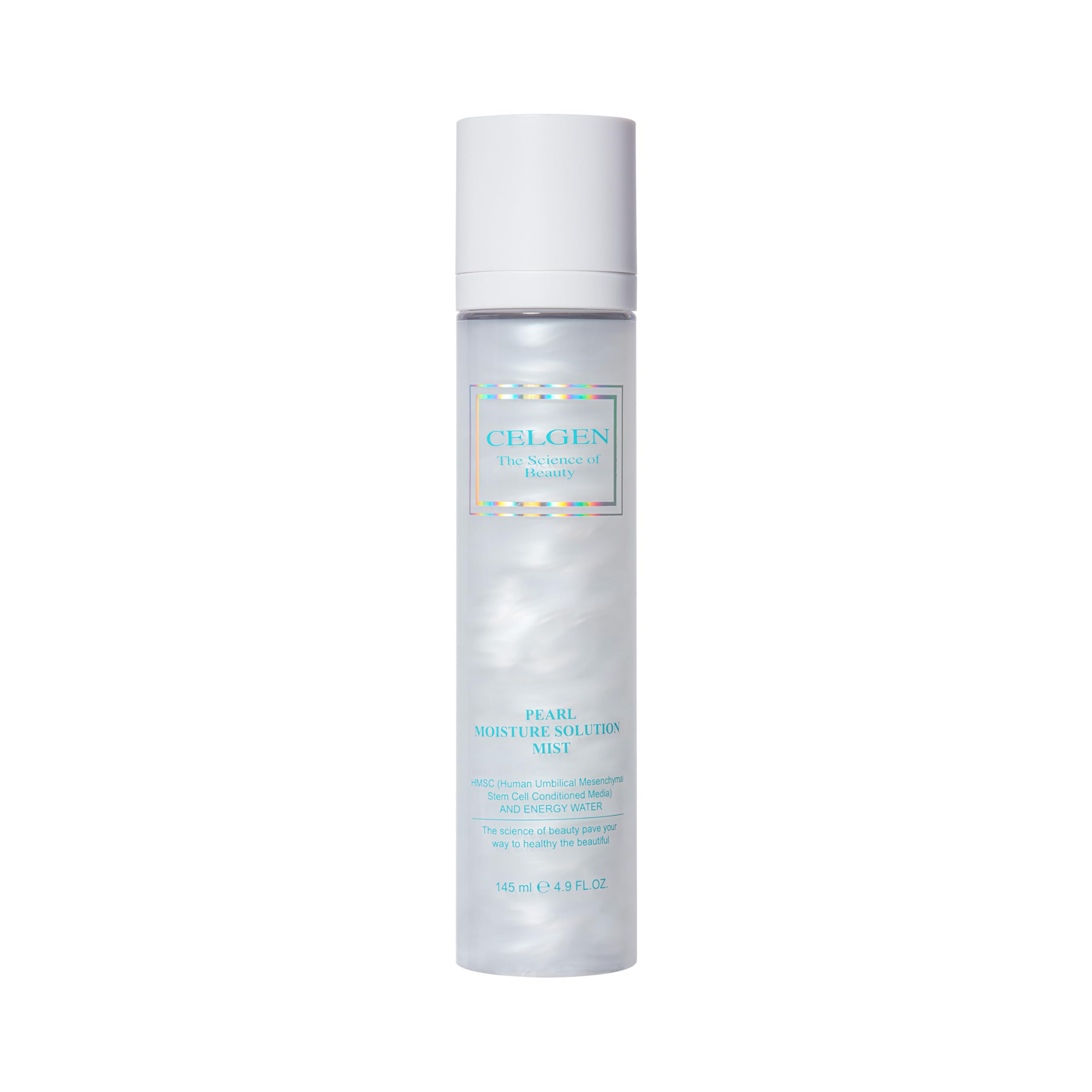 Celgen Pearl Moisture Solution Mist bottle on desk for daily hydrating refresh