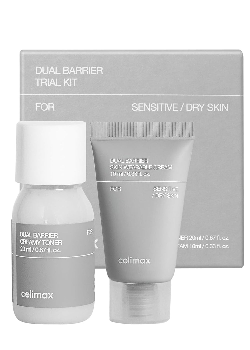 Celimax Dual Barrier creamy toner bottle for gentle hydration on sensitive skin.