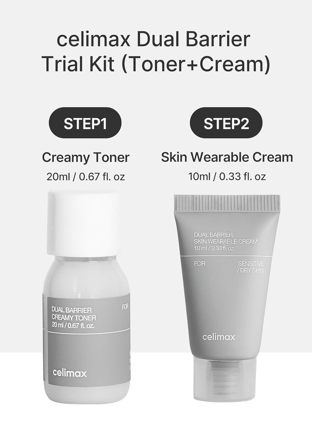 Celimax Dual Barrier skin wearable cream tube providing lasting moisture without greasiness.