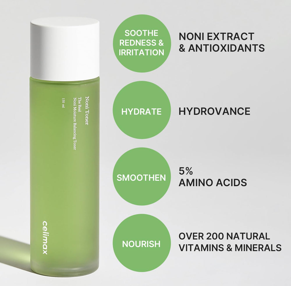Celimax Noni Moisture Toner supports AM and PM hydration routine