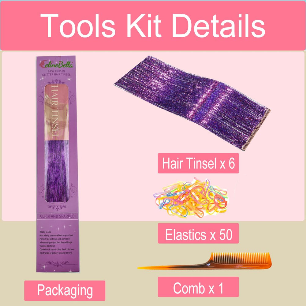 CelineBella 80 strands per piece create a dense, shiny festive texture