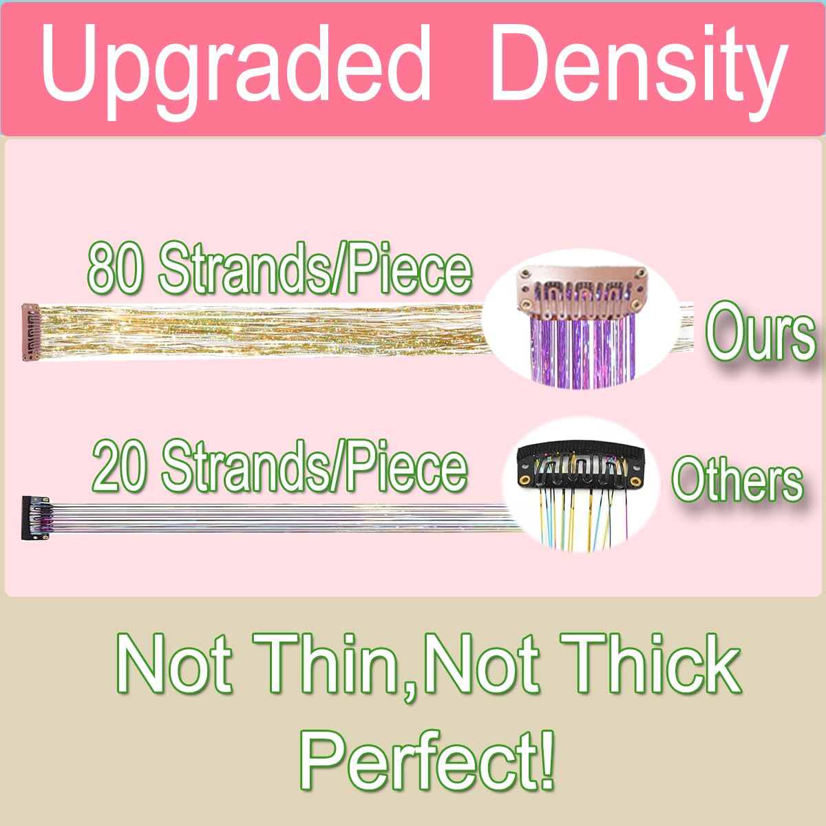 CelineBella accessories include rat-tail comb and rubber bands for quick installation.
