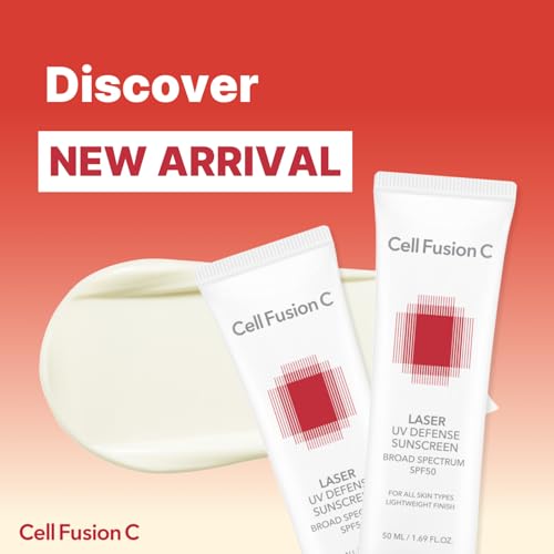 Cell Fusion C Laser UV Defense Sunscreen label SPF 50 for daily protection.