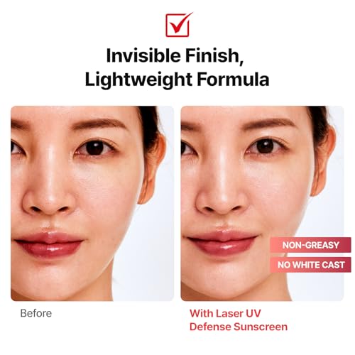 Cell Fusion C Laser UV Defense Sunscreen with PDRN and six ceramides on the skin.