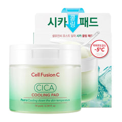Cell Fusion C Post Alpha CICA Toner Pad – Feuilles Centella, apaisement ciblé et hydratation légère.