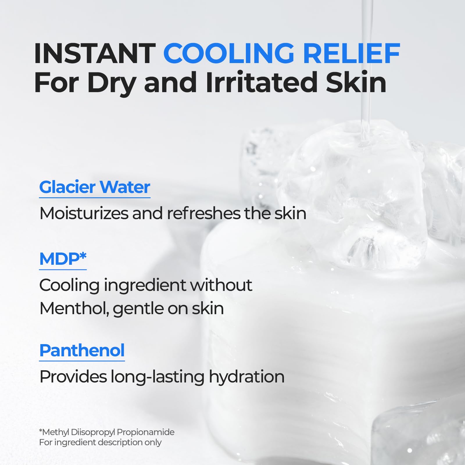 Cell Fusion C Post Alpha Cooling Pad applied on skin shows cooling sensation.