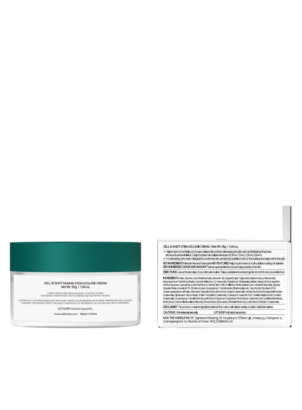 CELL IN SHOT Mumak Stem Azulene Cream dry-skin care scene showing daily moisturization