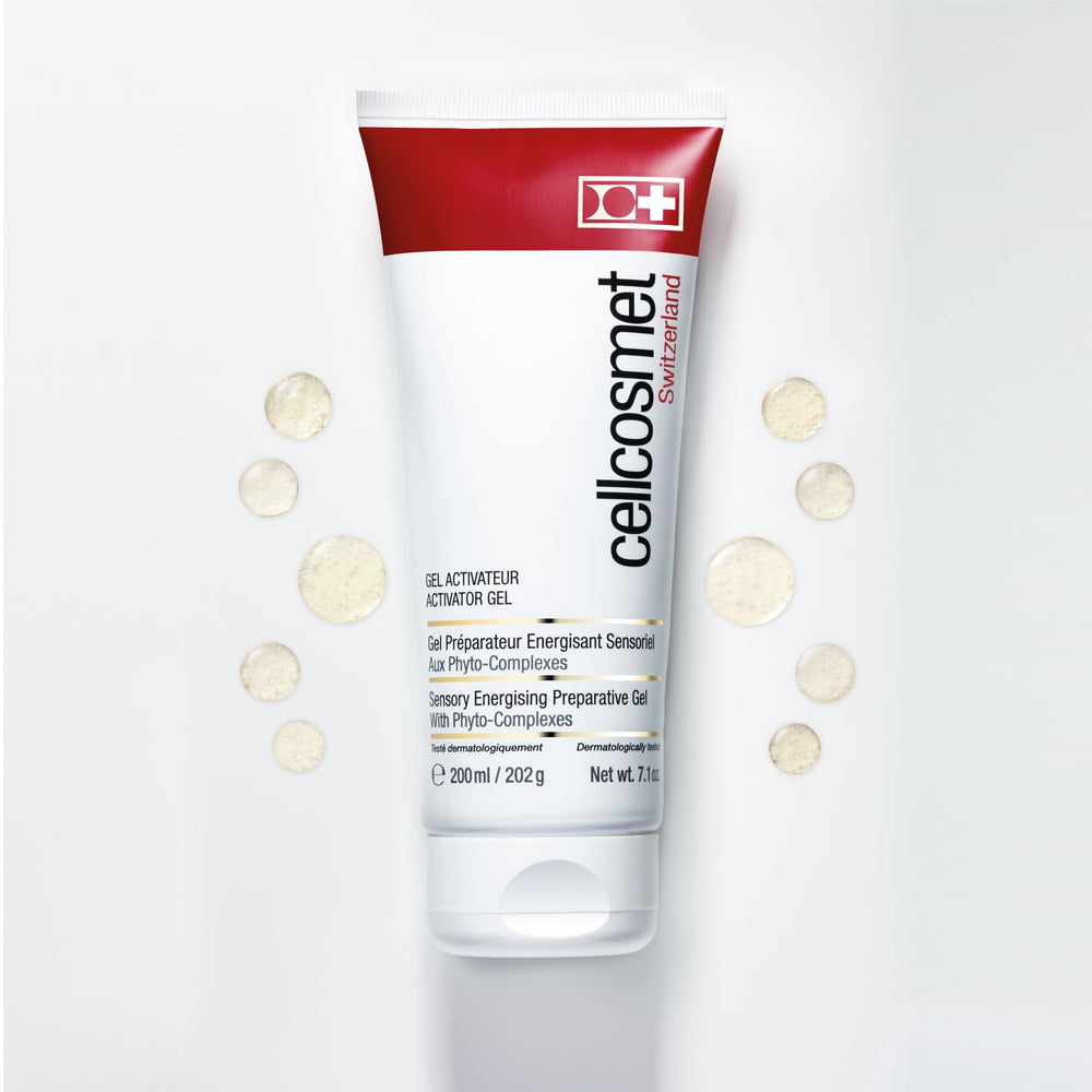 Cellcosmet Activator Gel packaging photo emphasizes clean design and product integrity.