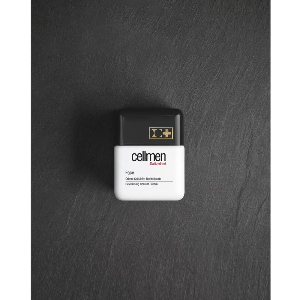 Packaging view signals premium daily care for Cellcosmet Cellmen cream.