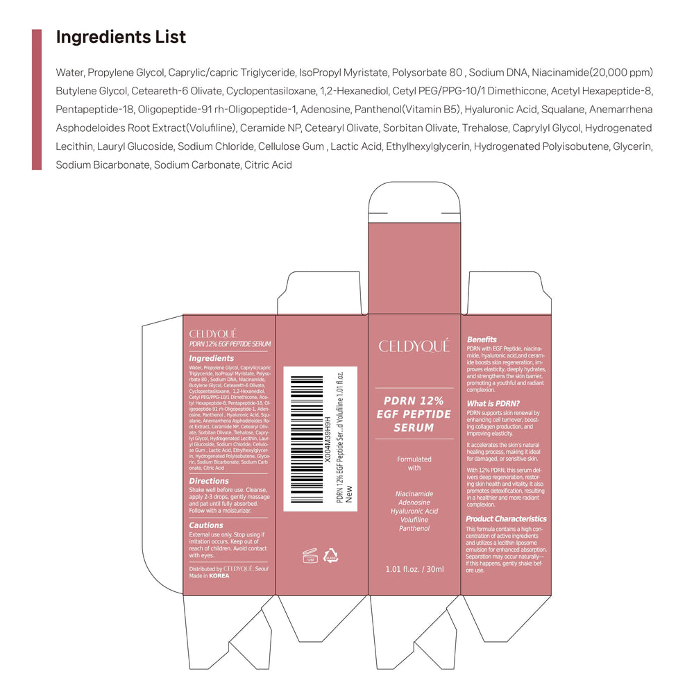 CELDYQUE Product batch label and cap detail on the bottle.