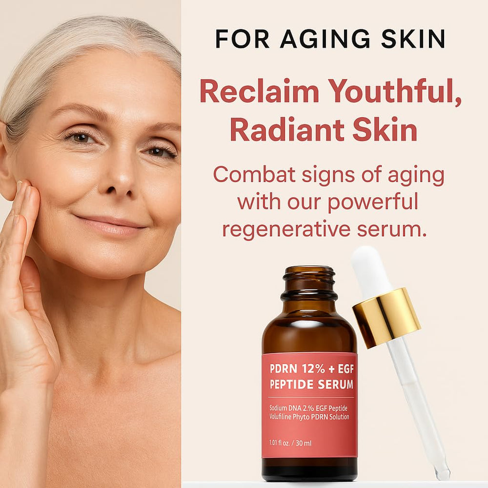 CELDYQUE EGF peptide serum dropper highlights fast‑absorbing daily use.