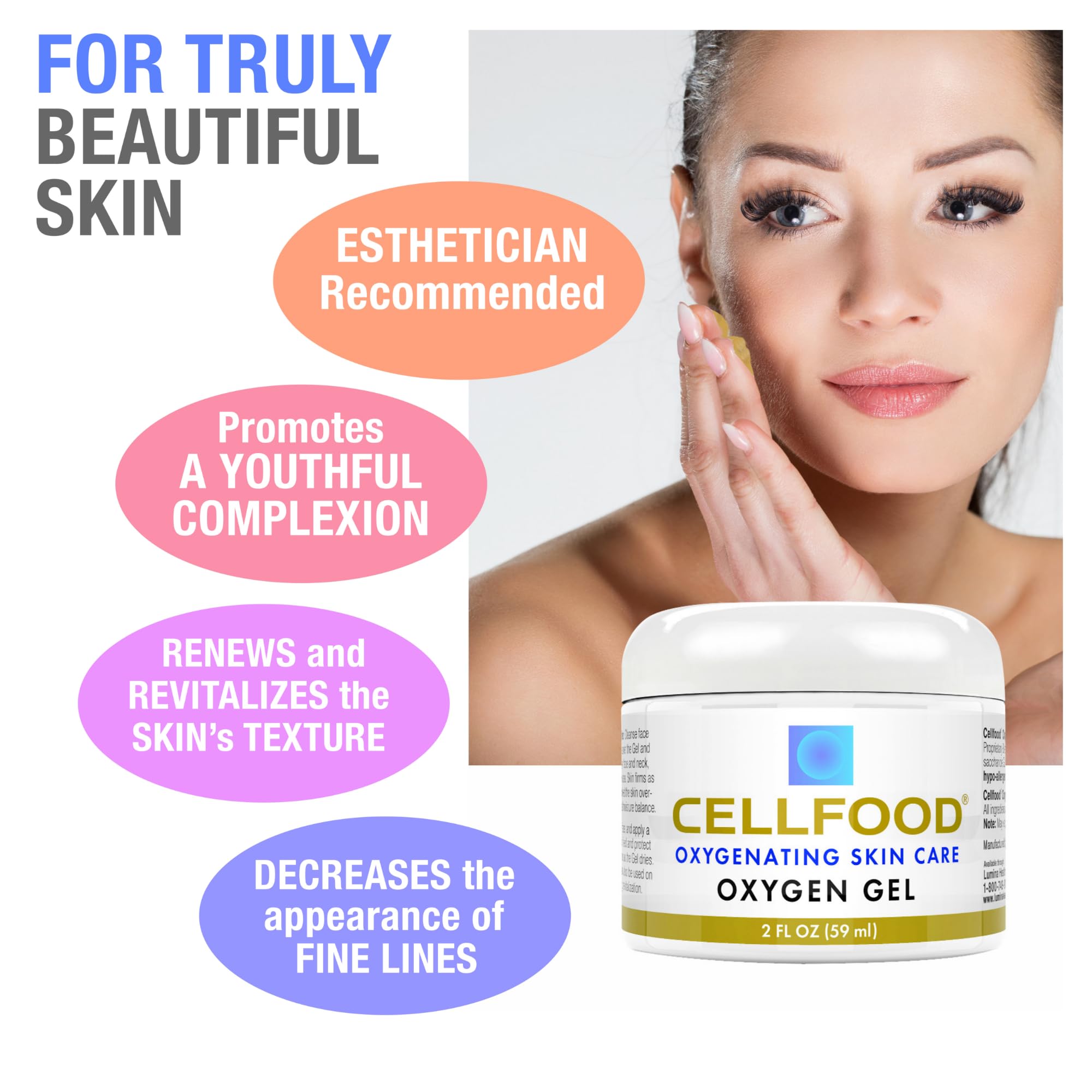 Cellfood Oxygen Gel aloe vera and lavender close-up highlights soothing ingredients.