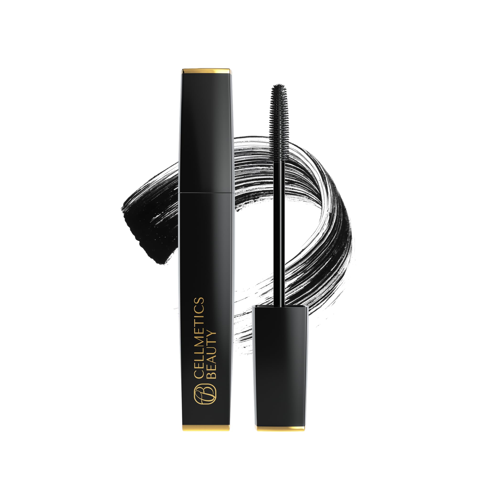 CELLMETICS BEAUTY Cellmetics Mascara bottle in black offers gentle lift for mature lashes.