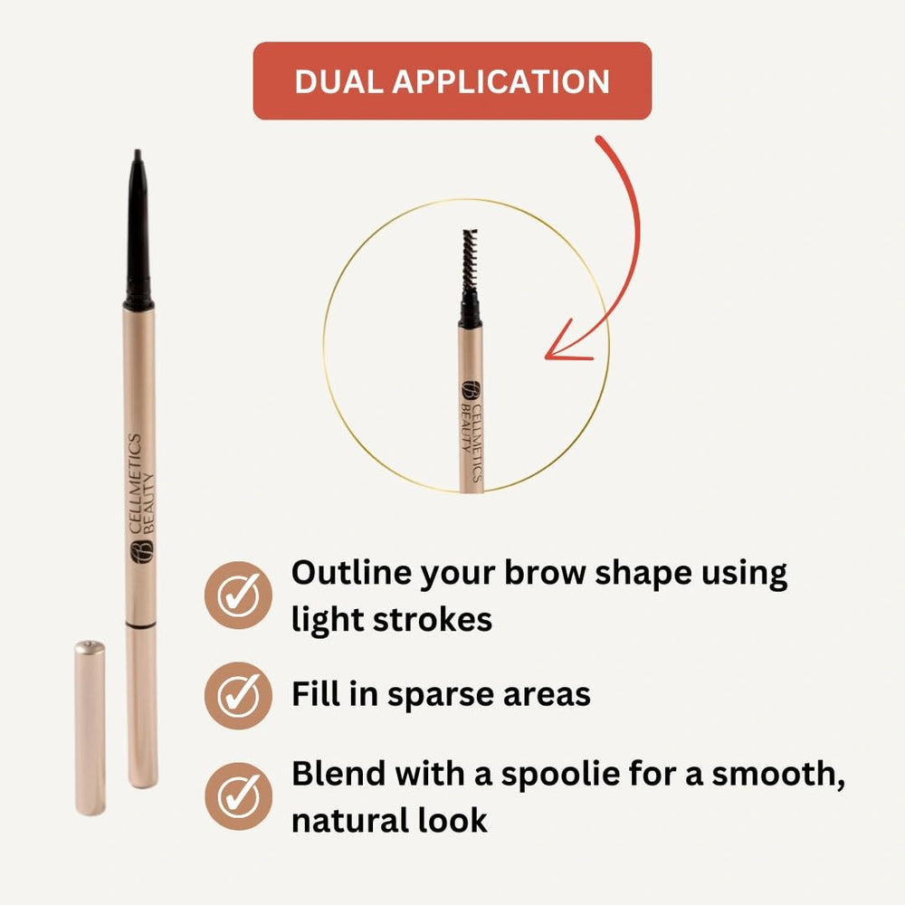 Built-in spoolie on the pencil for effortless blending and shaping.
