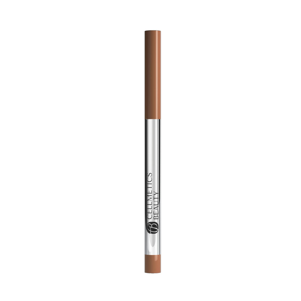 CELLMETICS BEAUTY warm brown eyeliner closeup swatch for smooth glide.