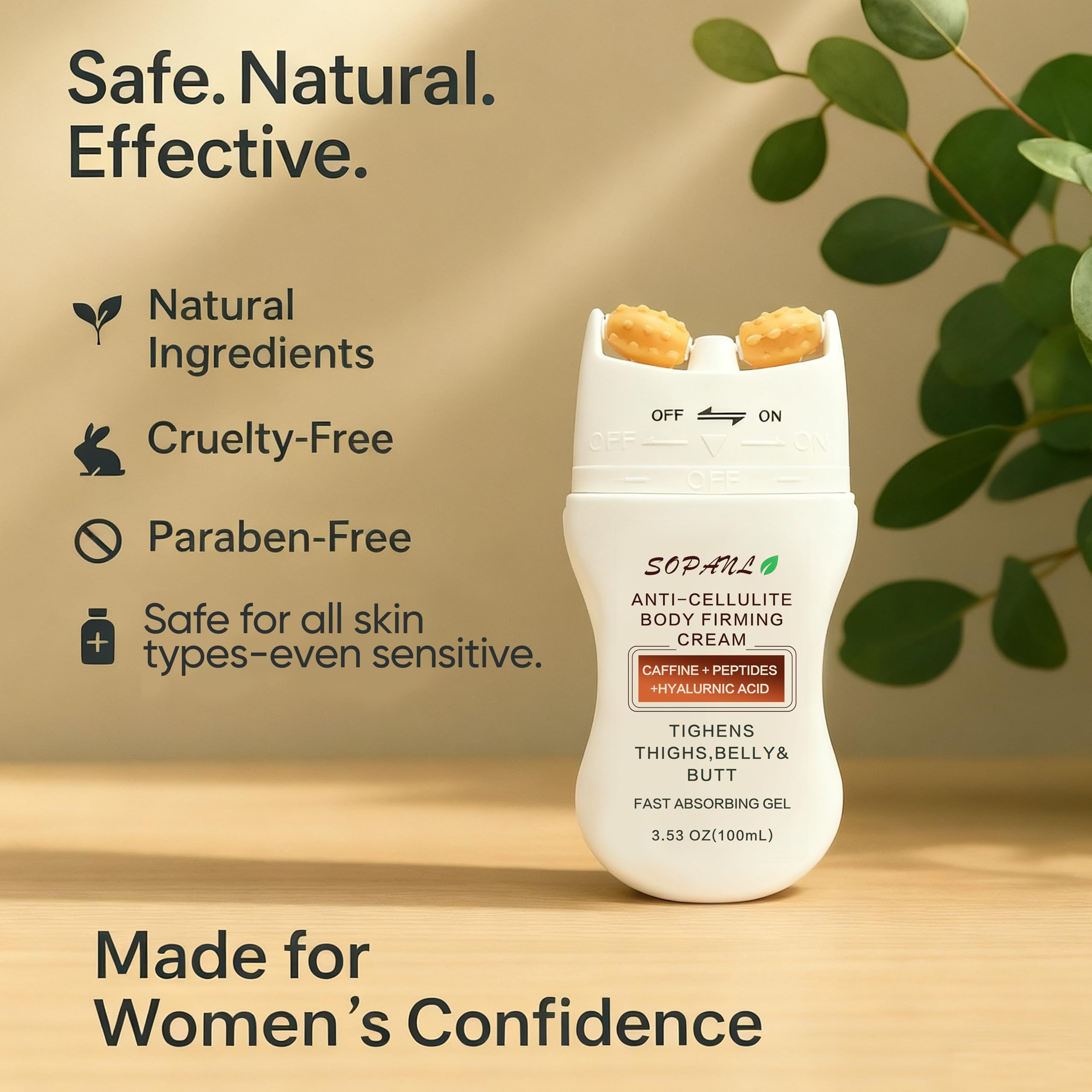 Travel size cellulite cream in a compact bottle for on‑the‑go use.