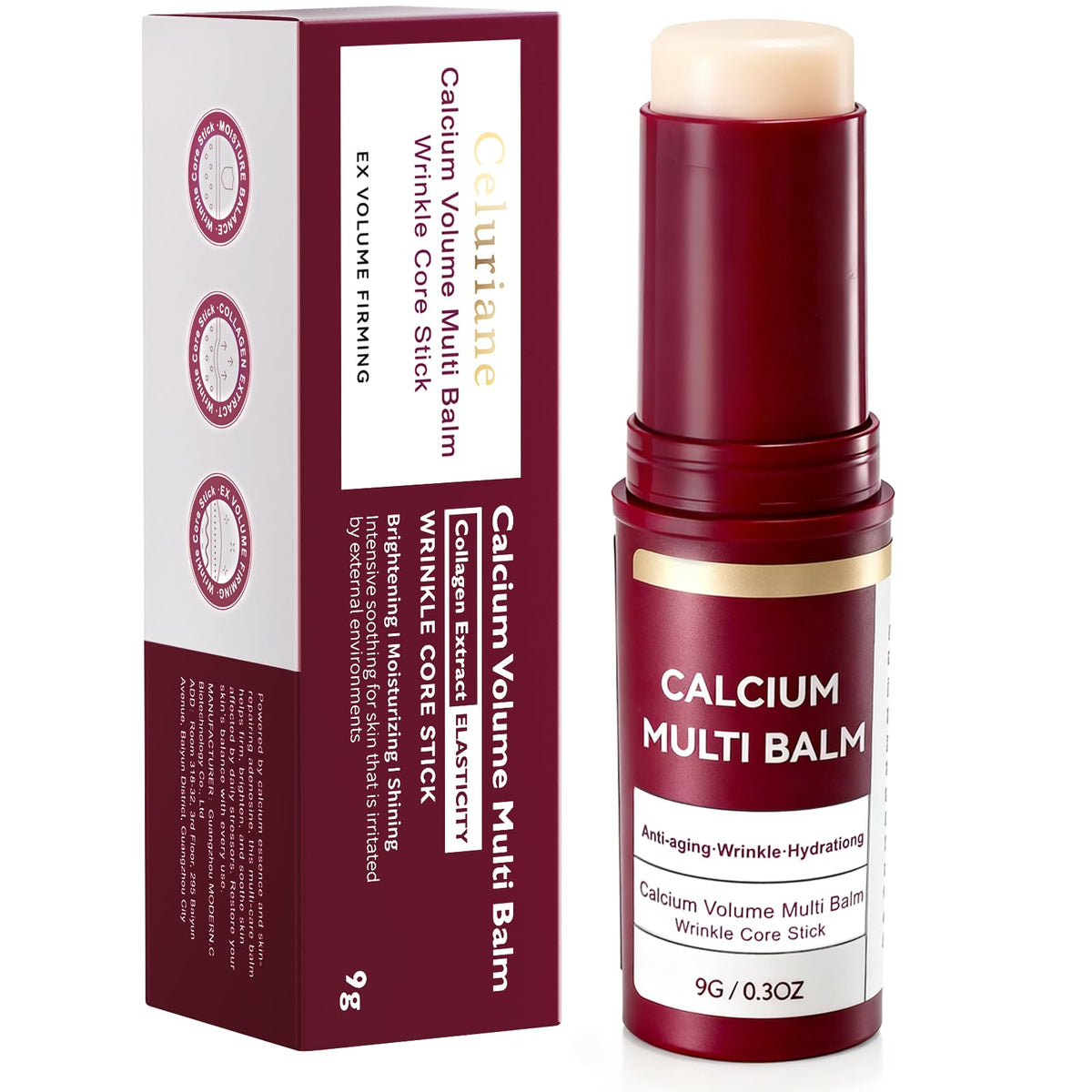 Celuriane Calcium Multi Balm Stick applied to the face for hydration and barrier support.