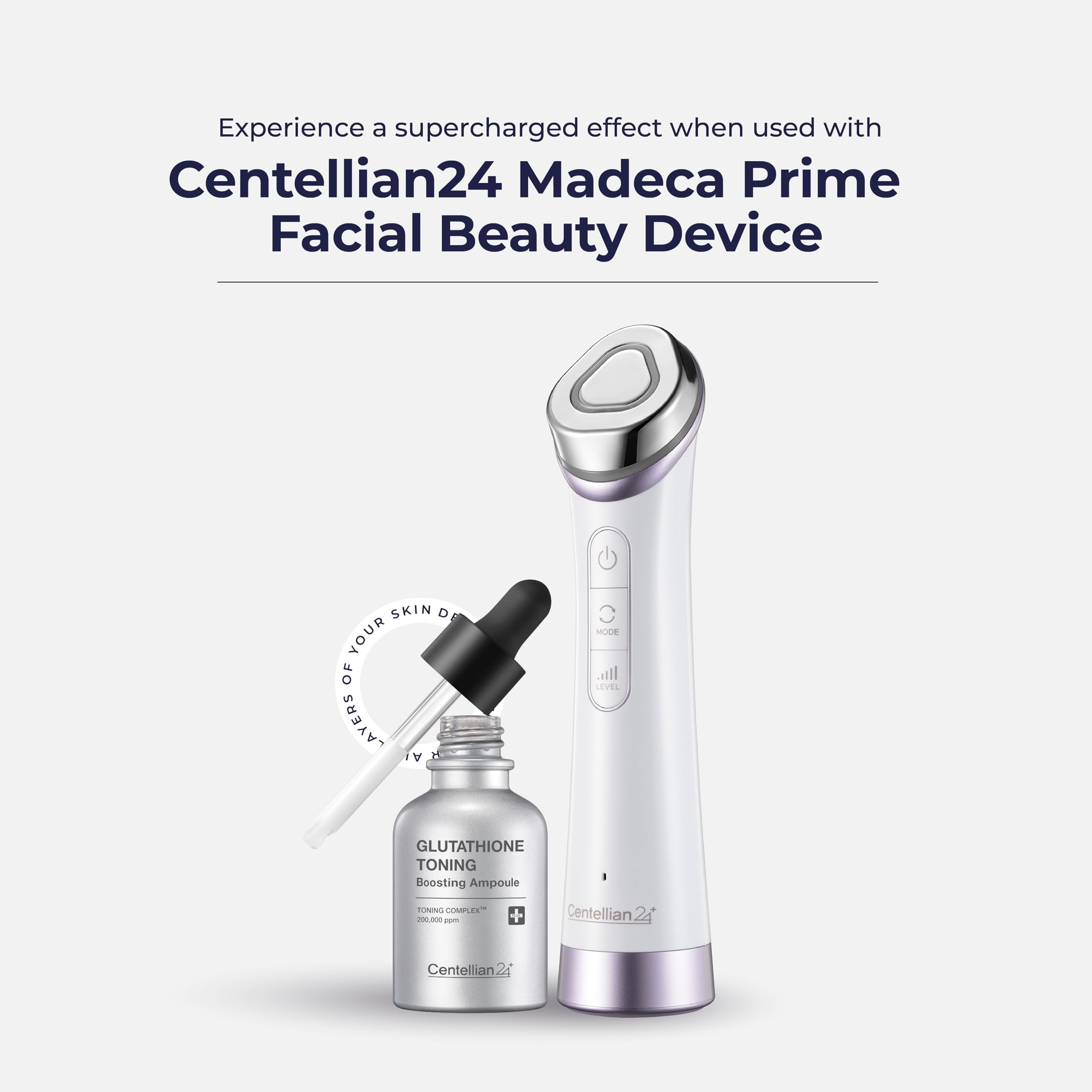CENTELLIAN 24 ingredient scene highlighting glutathione and tranexamic acid benefits.