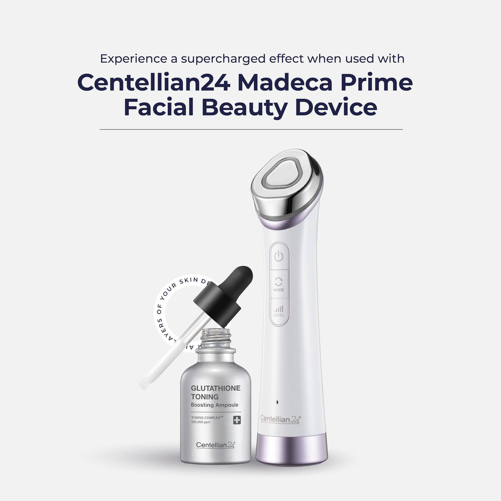 CENTELLIAN 24 ingredient scene highlighting glutathione and tranexamic acid benefits.