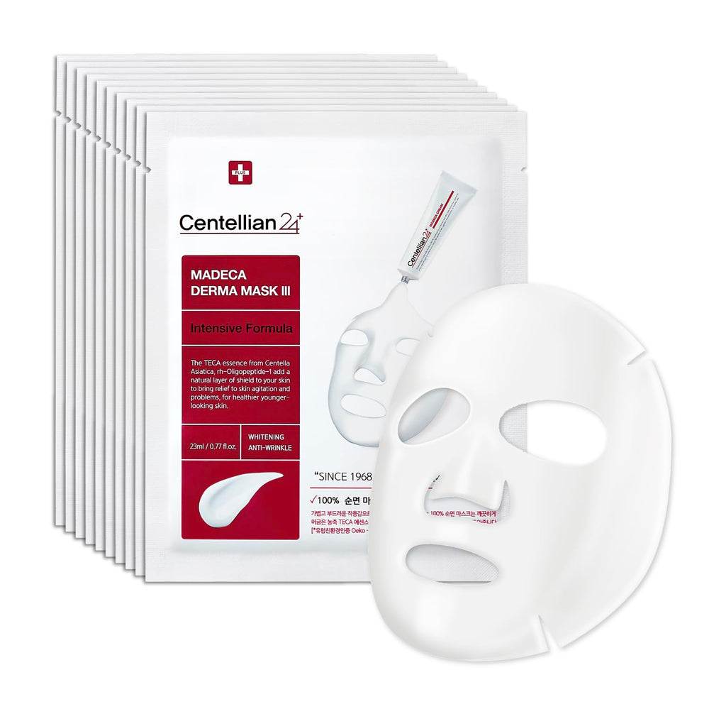 Centellian 24 Madeca Derma Mask packaging highlights premium Korean skincare for sensitive skin