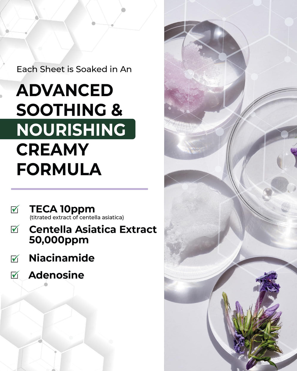 Mask sheet featuring Centella ingredients for sensitive skin care.