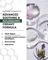 Mask sheet featuring Centella ingredients for sensitive skin care.