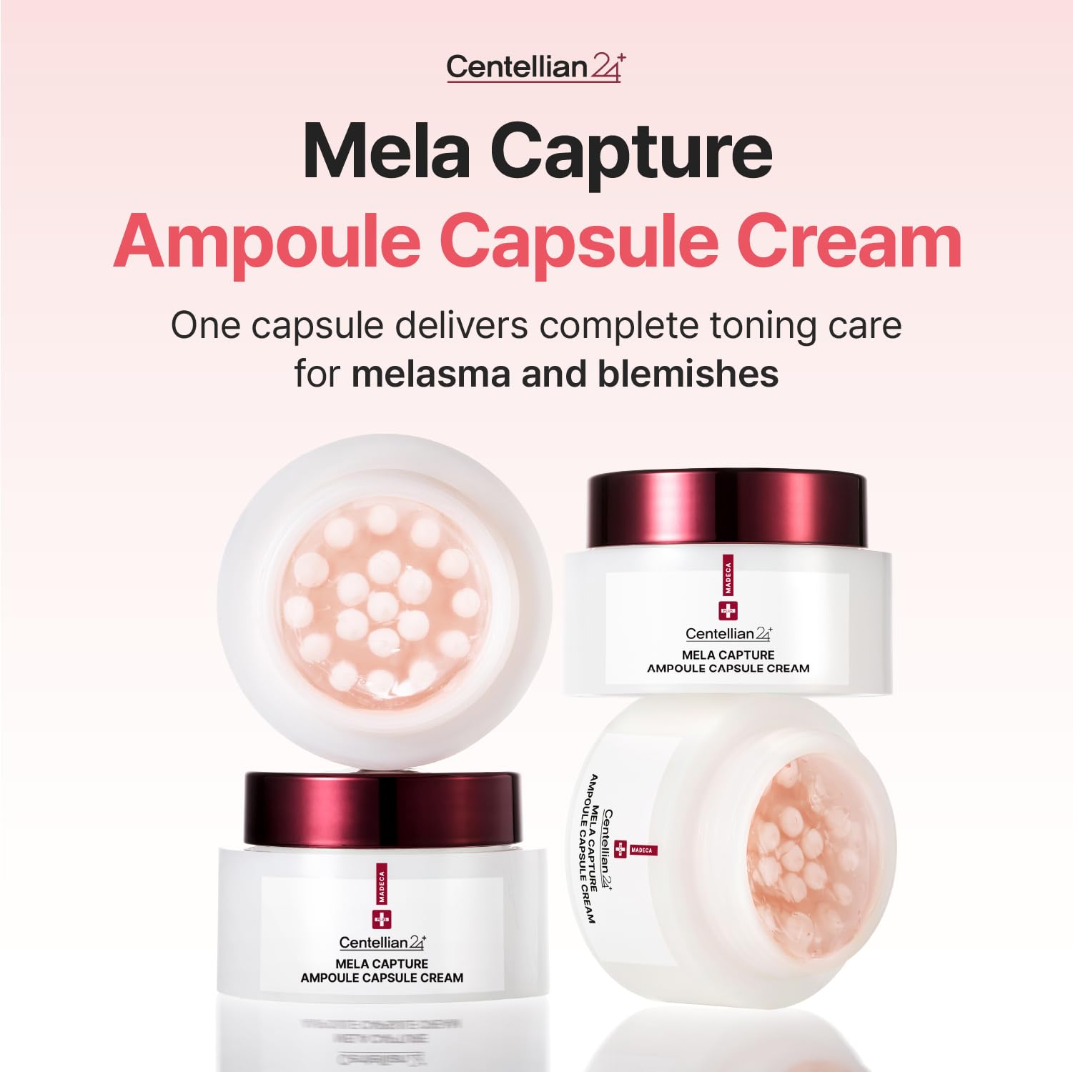 Centellian 24 Madeca Mela Capture ampoules arranged for concentrated skin tone care.