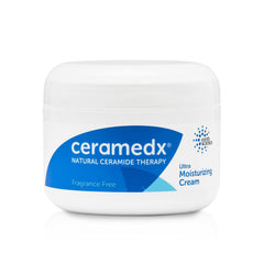 Texture close-up of Ceramedx unscented cream showing non-greasy finish.