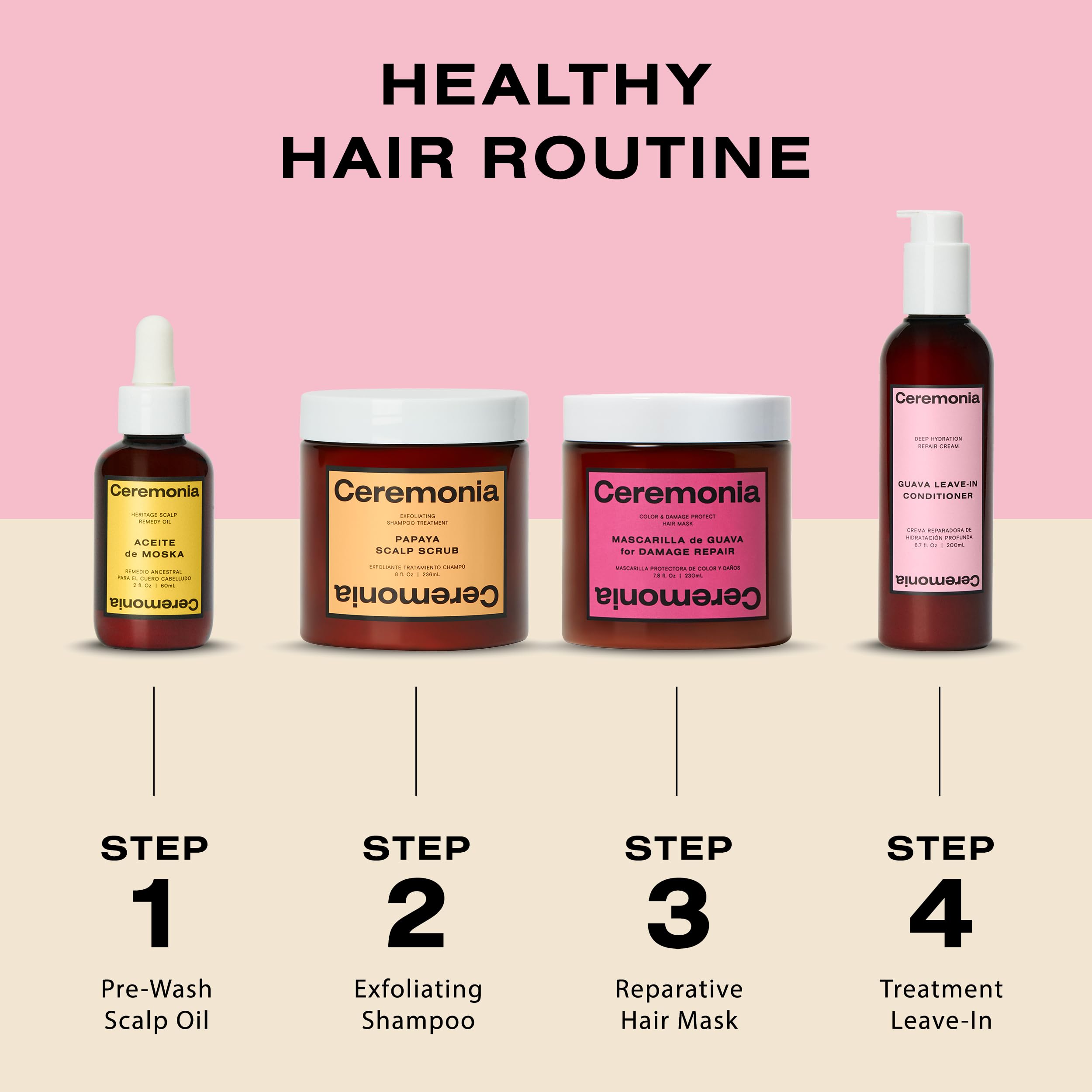 Ceremonia Guava Leave-In Conditioner silky finish bottle for a polished look