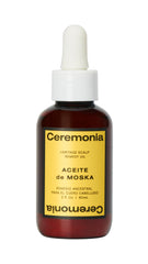 Ceremonia Moska Scalp Oil bottle highlighting nourishing scalp care and shine.